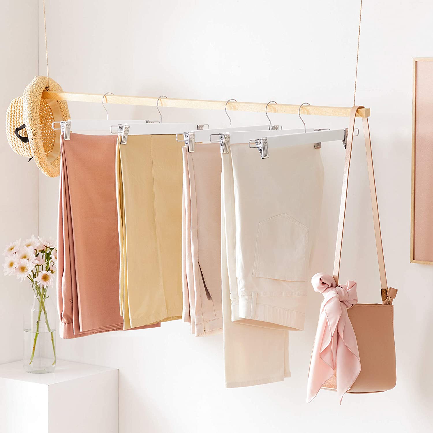 Hosenbügel - Set von 8 - mit Clips - Weiß