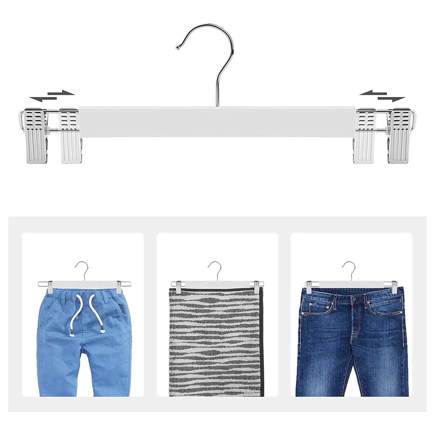 Hosenbügel - Set von 8 - mit Clips - Weiß