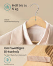 Houten Kledinghangers – Set van 50 – Berkenhout – 360° Draaibare Haak – Ruimtebesparend – Naturel