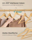 Houten Kledinghangers – Set van 50 – Berkenhout – 360° Draaibare Haak – Ruimtebesparend – Naturel