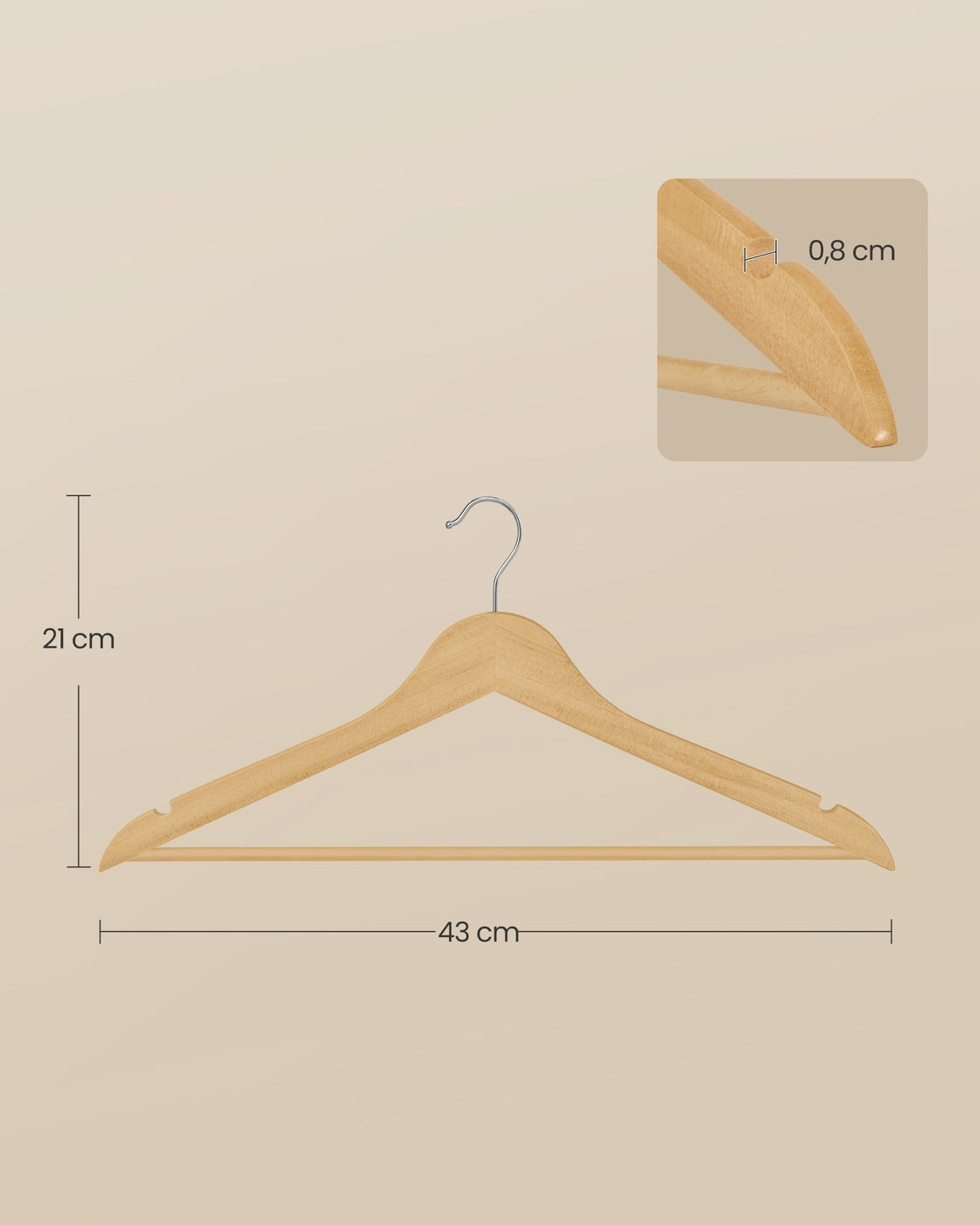 Houten Kledinghangers – Set van 50 – Berkenhout – 360° Draaibare Haak – Ruimtebesparend – Naturel
