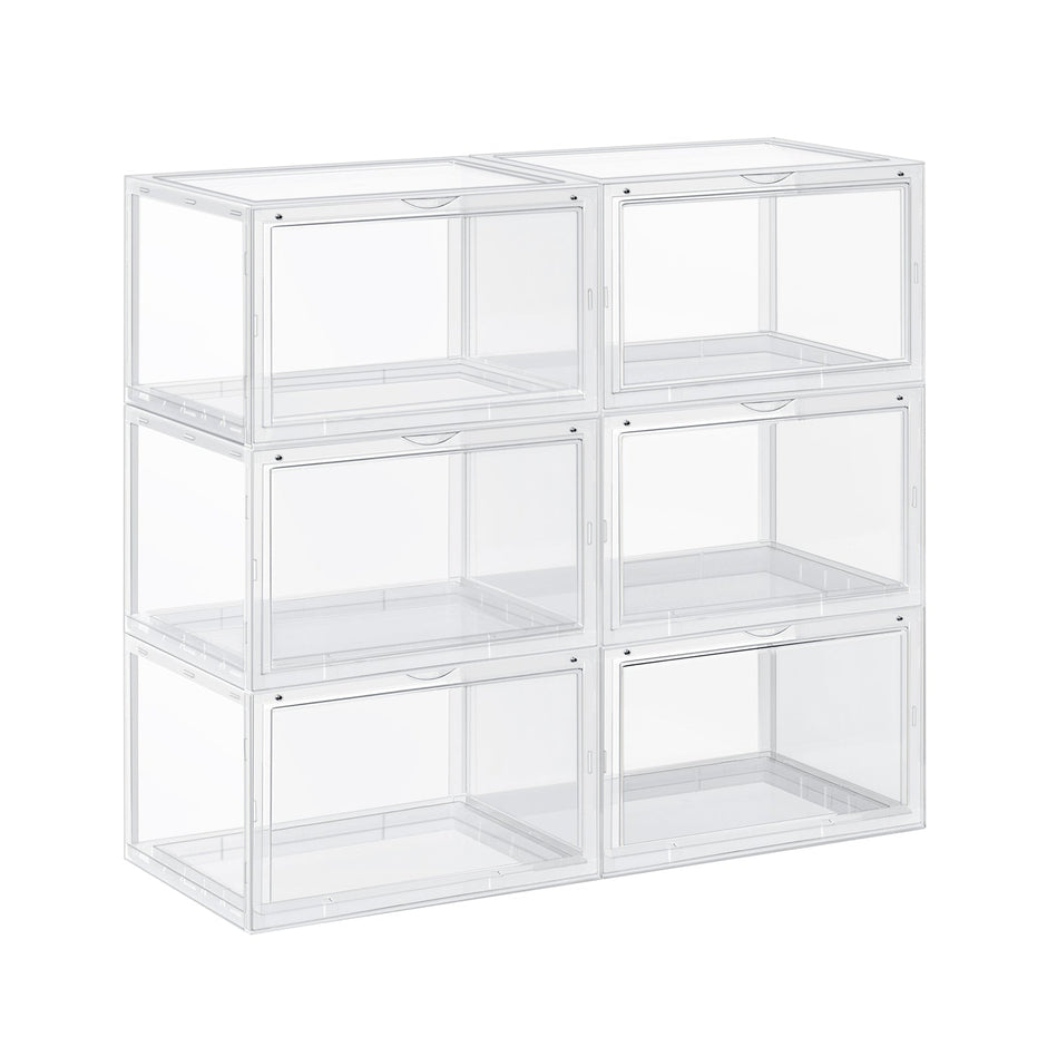 Schuhkartons - Set von 6 - Stapelbare Speicherboxen - 46,36 x 28 x 22 cm - transparent