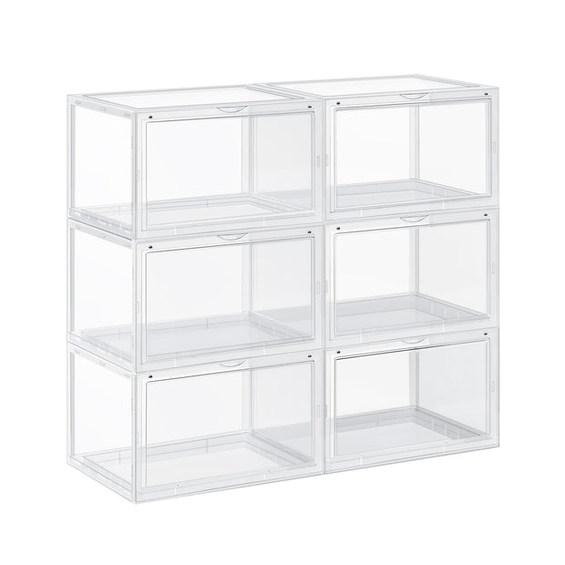 Schuhkartons - Set von 6 - Stapelbare Speicherboxen - 46,36 x 28 x 22 cm - transparent