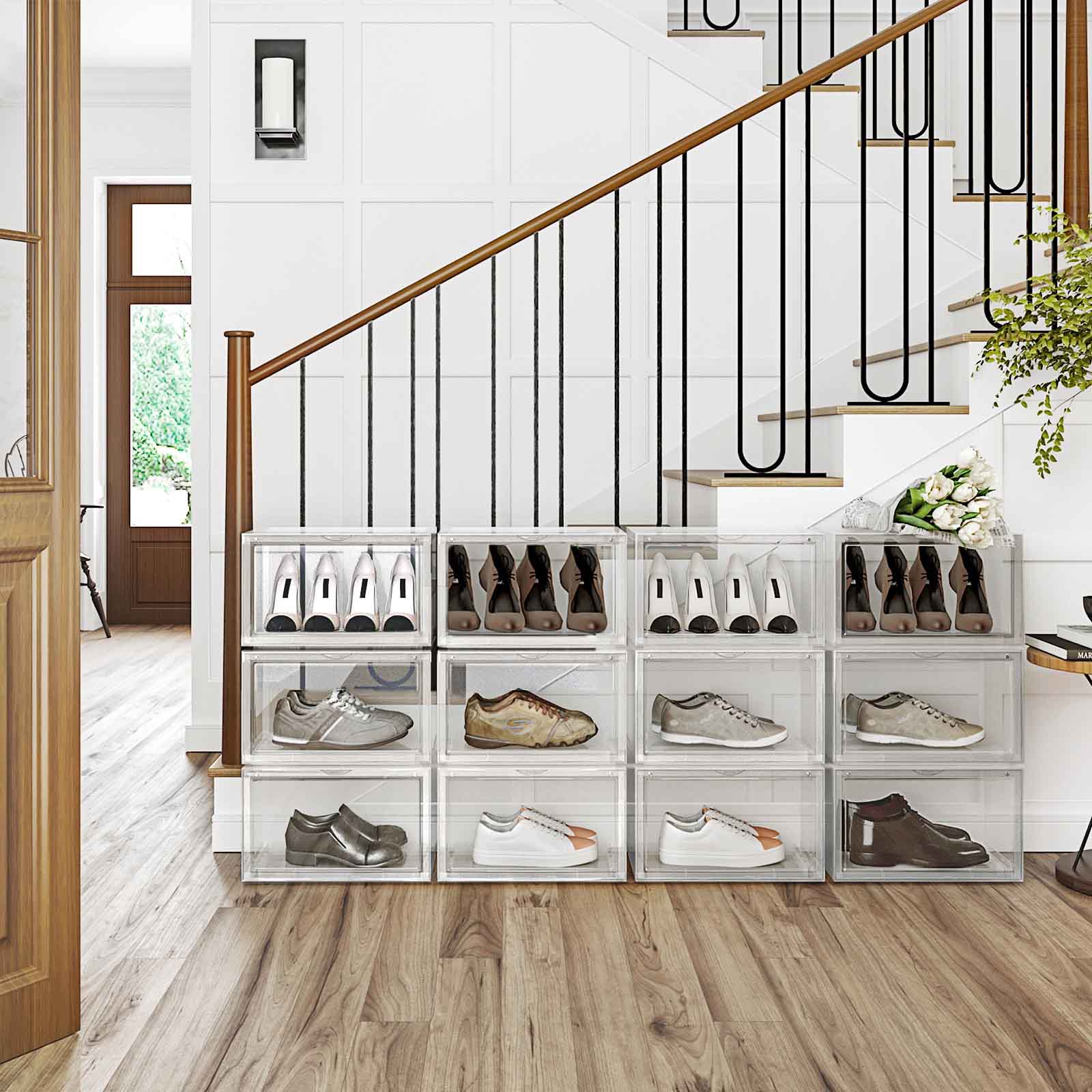 Schuhkartons - Set von 6 - Stapelbare Speicherboxen - 46,36 x 28 x 22 cm - transparent