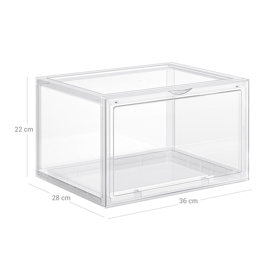 Schuhkartons - Set von 6 - Stapelbare Speicherboxen - 46,36 x 28 x 22 cm - transparent