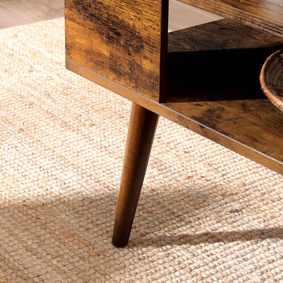 Couchtisch - mit offenem Fach und Schubladen - braun