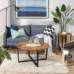 Couchtisch - Banktisch - Runde - Stahlrahmen - Brown
