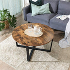 Couchtisch - Banktisch - Runde - Stahlrahmen - Brown