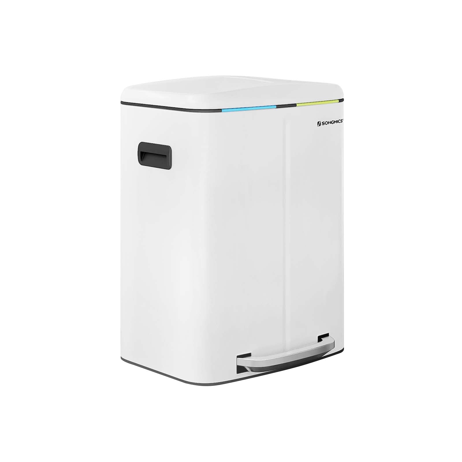 Abfallbehälter - 2 Fächer - 2 x 20 l - Metall mit Pedal - 40 l - Weiß