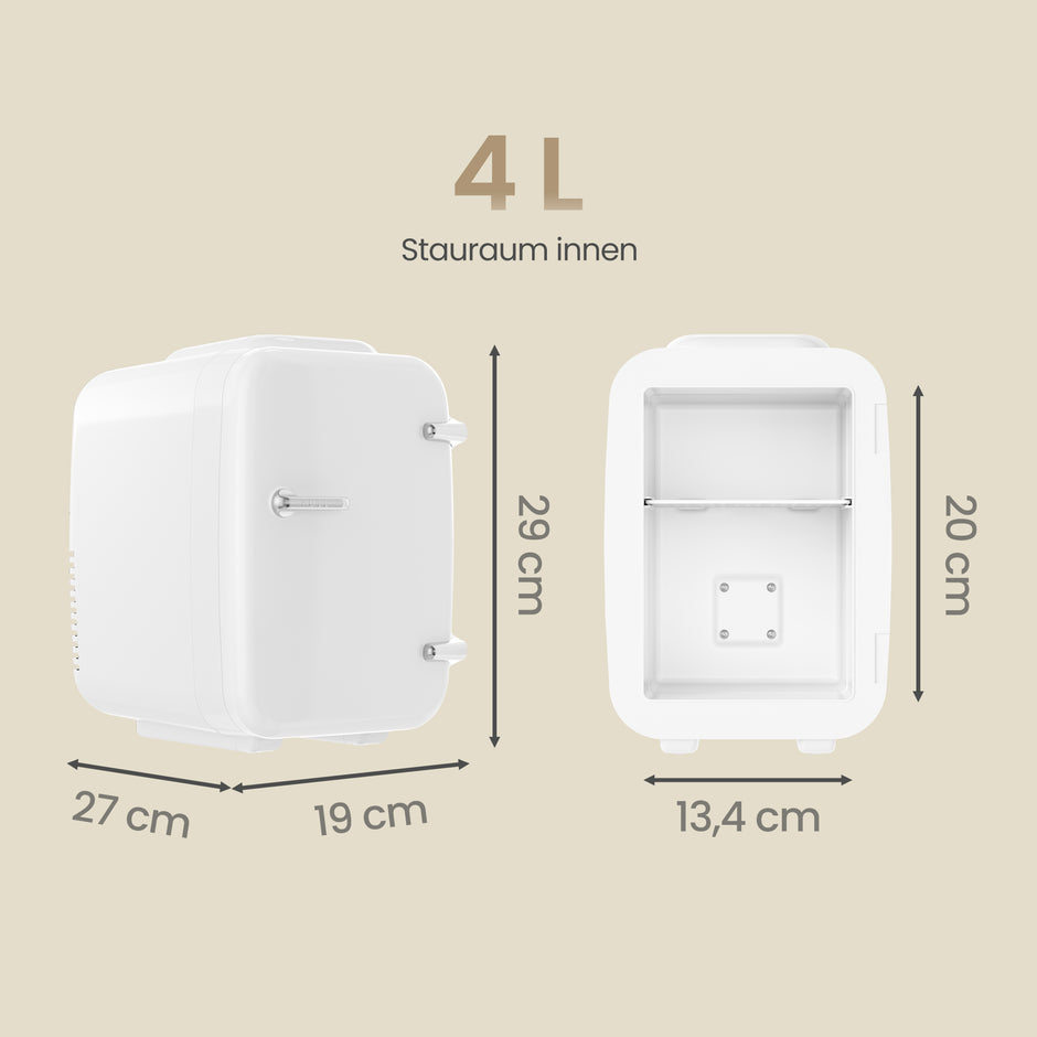 Mini-koelkast - Draagbaar met Koel- en Verwarmfunctie - 12V/230V - 4 L - Wit - 28 x 20,5 x 29,5 cm