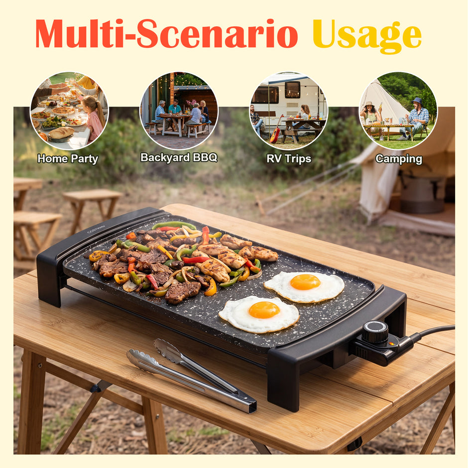 Elektrisk – grill W med dubbelzon för inom‑ och utomhusbruk – 2150 44 x 24 cm