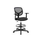 Office Chair - Ergonomisch - mit Armlehnen und Fußstütze - Arbeitshocker - Schwarz