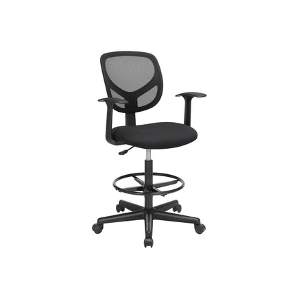 Office Chair - Ergonomisch - mit Armlehnen und Fußstütze - Arbeitshocker - Schwarz