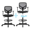 Office Chair - Ergonomisch - mit Armlehnen und Fußstütze - Arbeitshocker - Schwarz