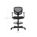 Office Chair - Ergonomisch - mit Armlehnen und Fußstütze - Arbeitshocker - Schwarz