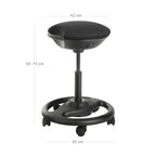 Werk Stuhl - Ergonomische Schwenkziele auf Rädern - Höhe einstellbar - Schwarz