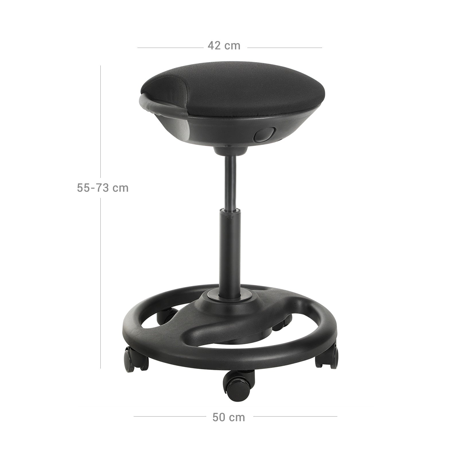 Werk Stuhl - Ergonomische Schwenkziele auf Rädern - Höhe einstellbar - Schwarz