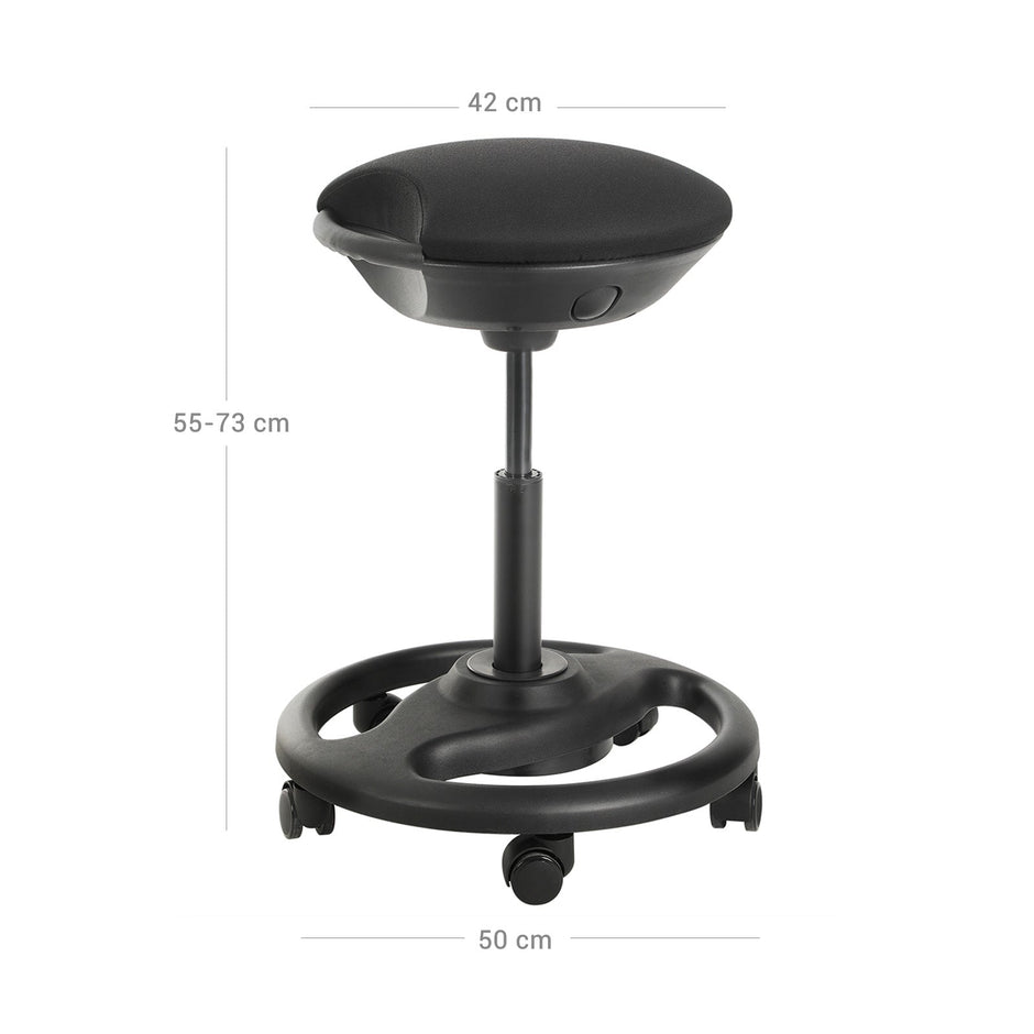 Werk Stuhl - Ergonomische Schwenkziele auf Rädern - Höhe einstellbar - Schwarz