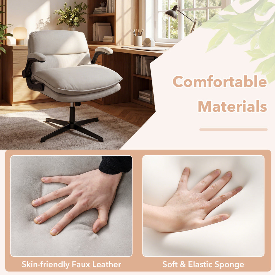 Ergonomisk – kontorsstol, höjdjusterbar skrivbordsstol med ryggstöd lastkapacitet upp till – 150 kg – Beige