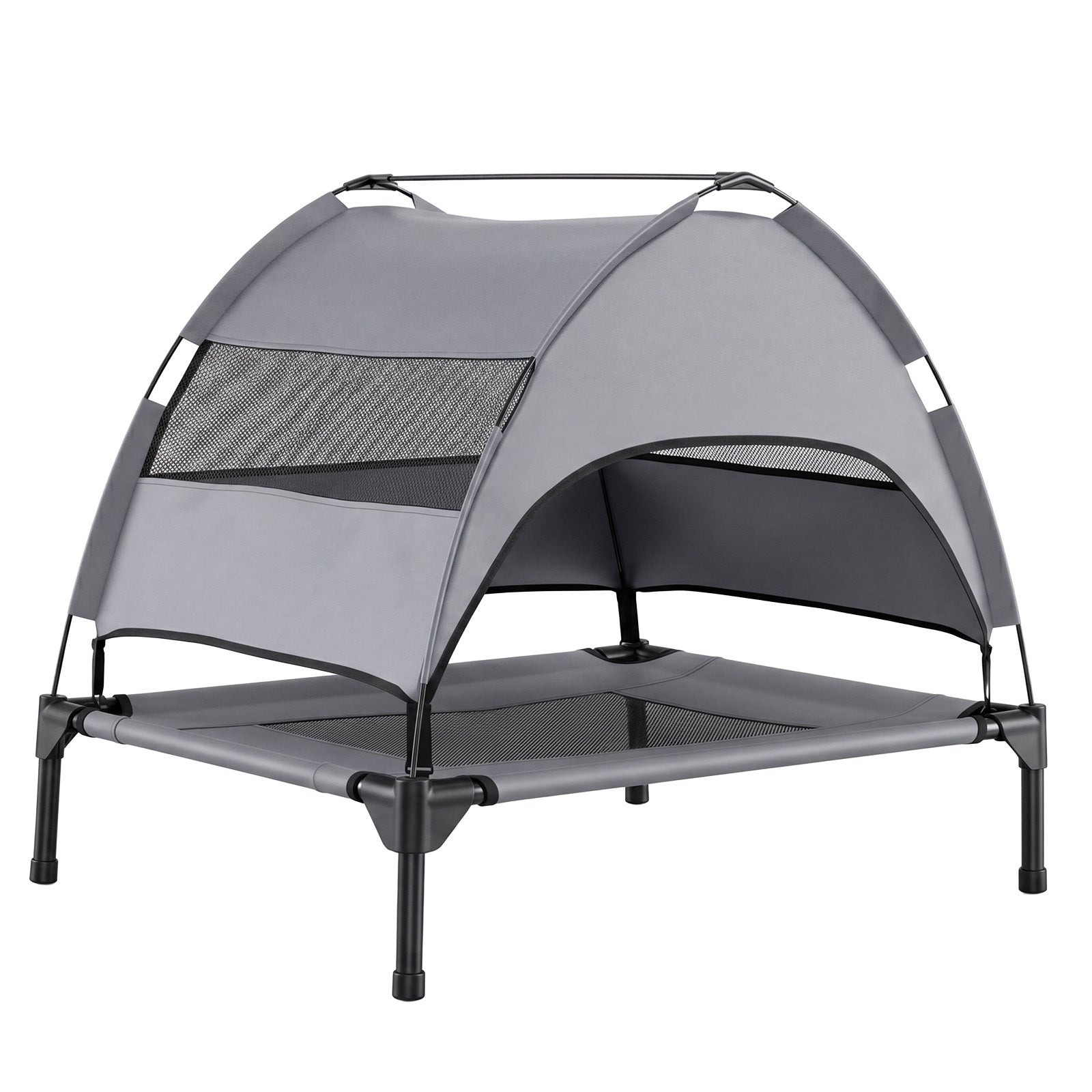 Förhöjd – hundbädd med baldakin, vädertålig hundligg avtagbart soltak – 78,5 x 63 x 70 cm