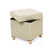 Pouf - mit Stauraum - Holzbeine - Sitzkasten - Beige