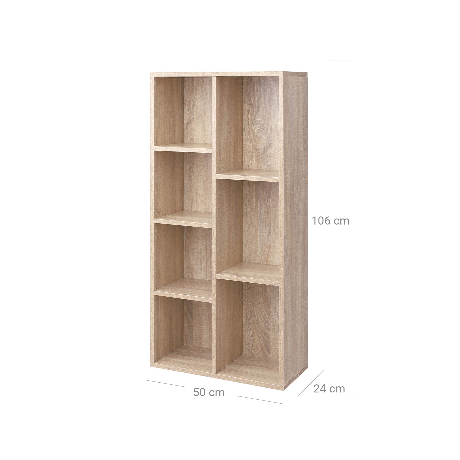 Bücherregal - einfach - mit 7 Fächern