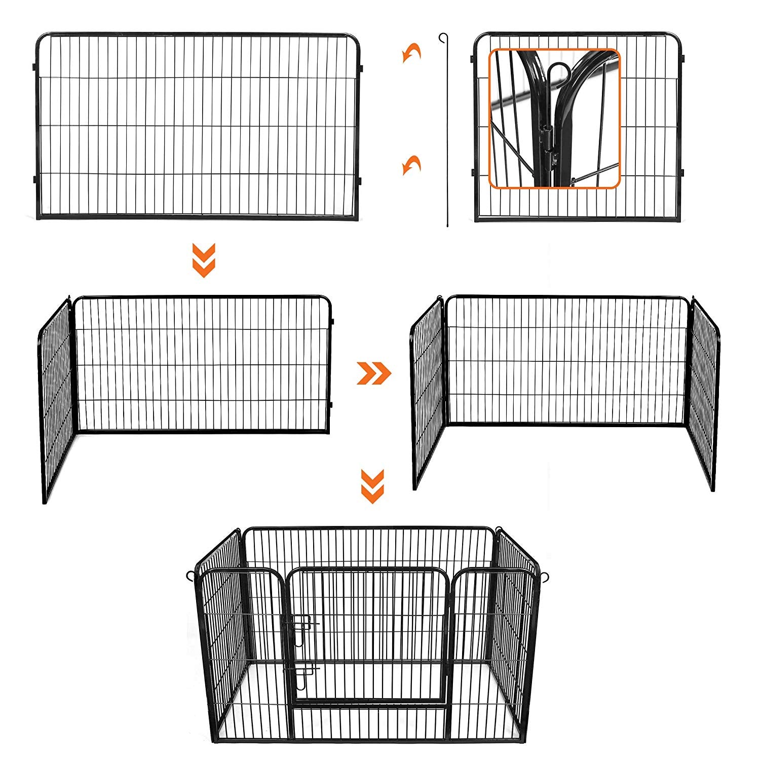 Welpen - Animal Box für Hunde - Puppyhek - 122 x 80 x 70 cm - Schwarz