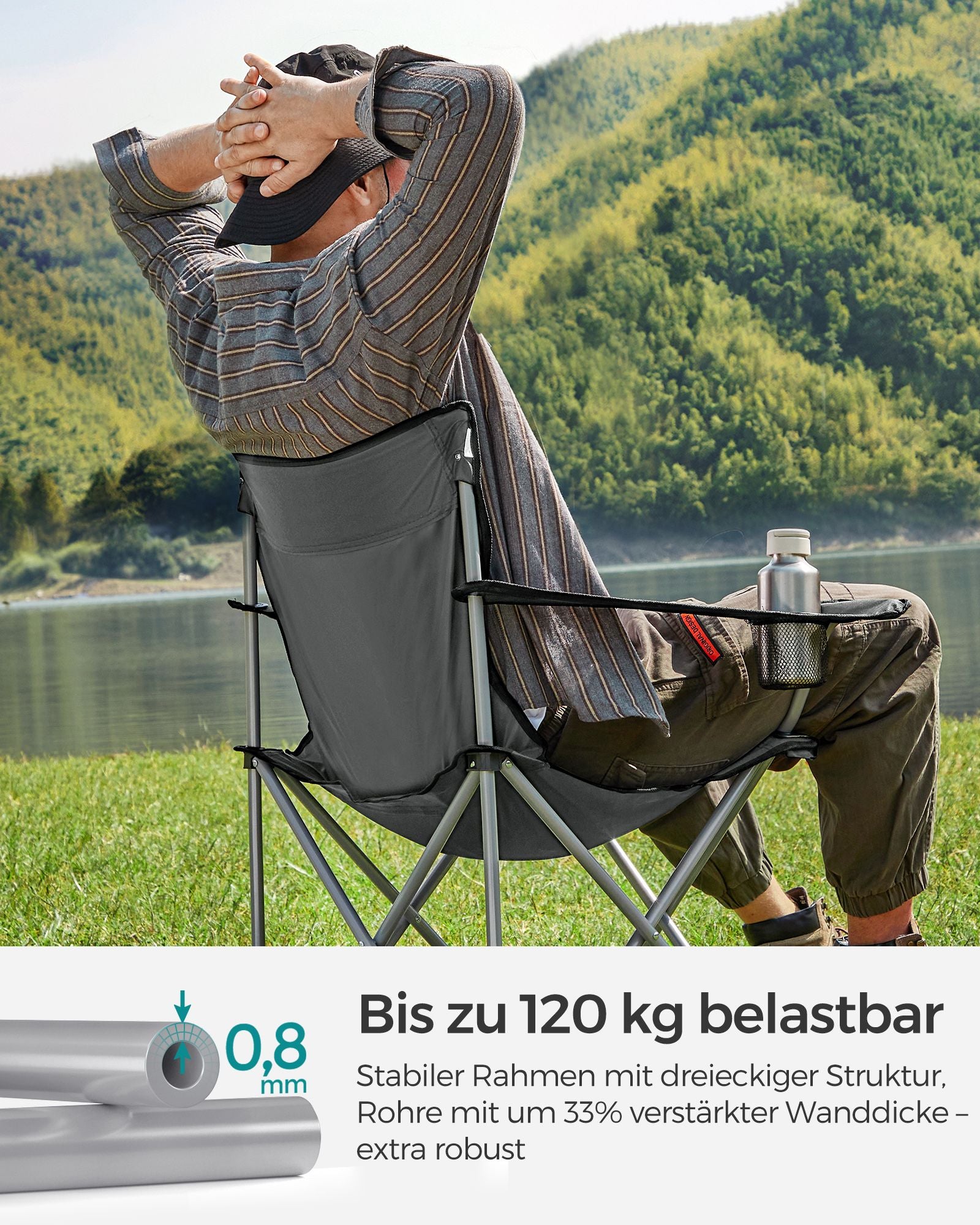 Tragbarer Campingstuhl 2 mit 2 mit Armlehnen