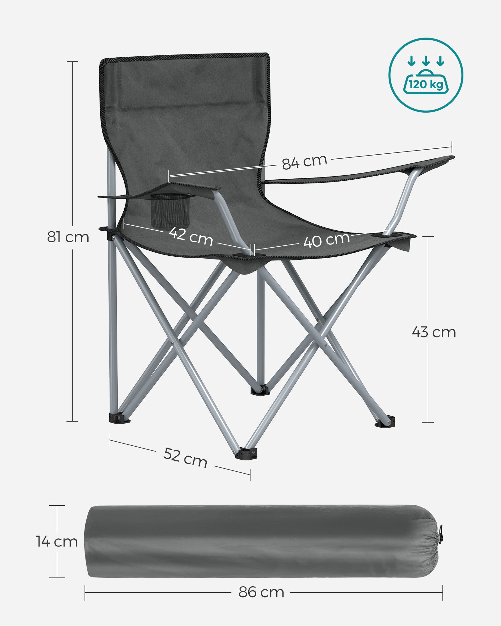 Tragbarer Campingstuhl 2 mit 2 mit Armlehnen
