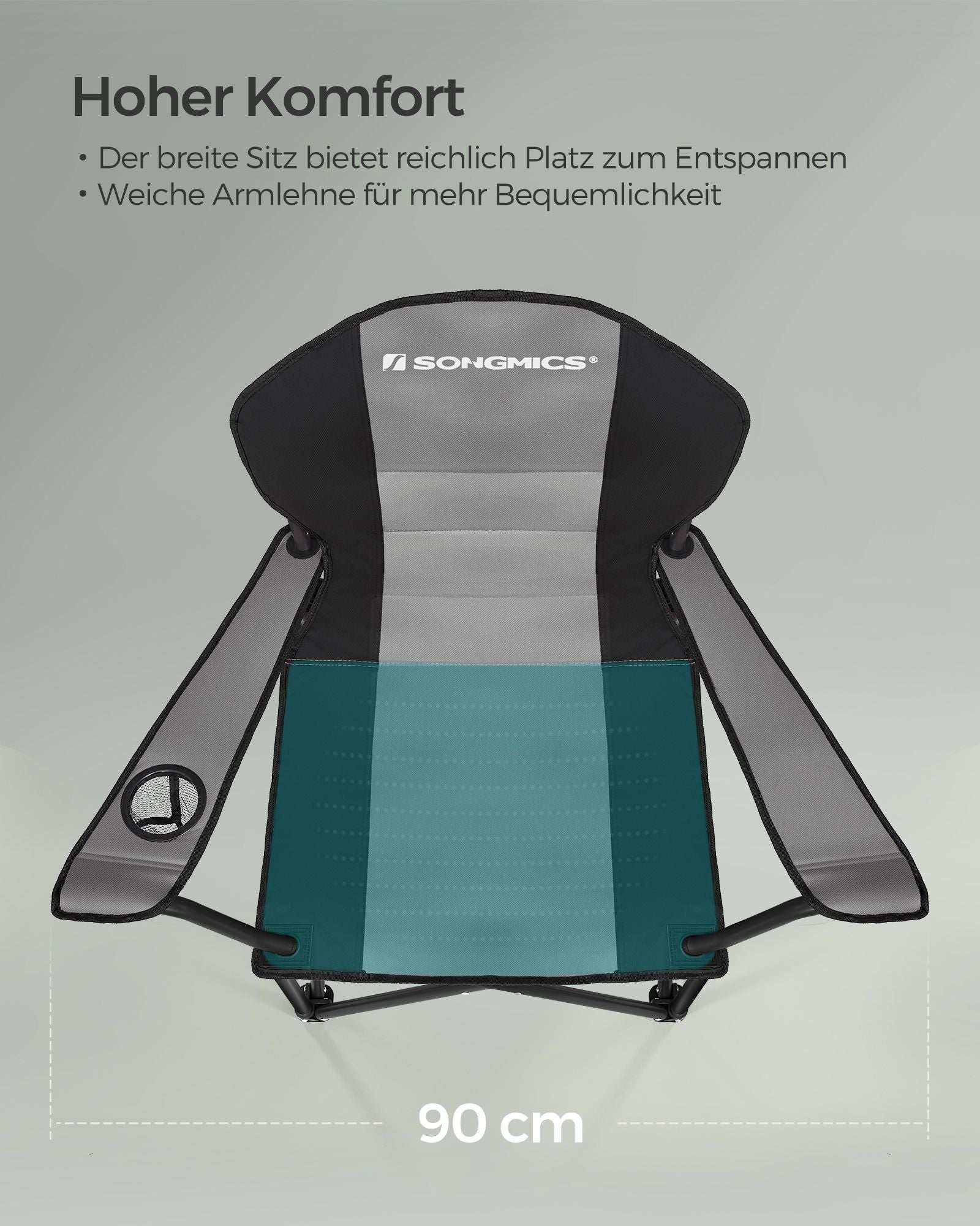 Campingstuhl-mit gesäumtem Sitz-Grau-Schwarz