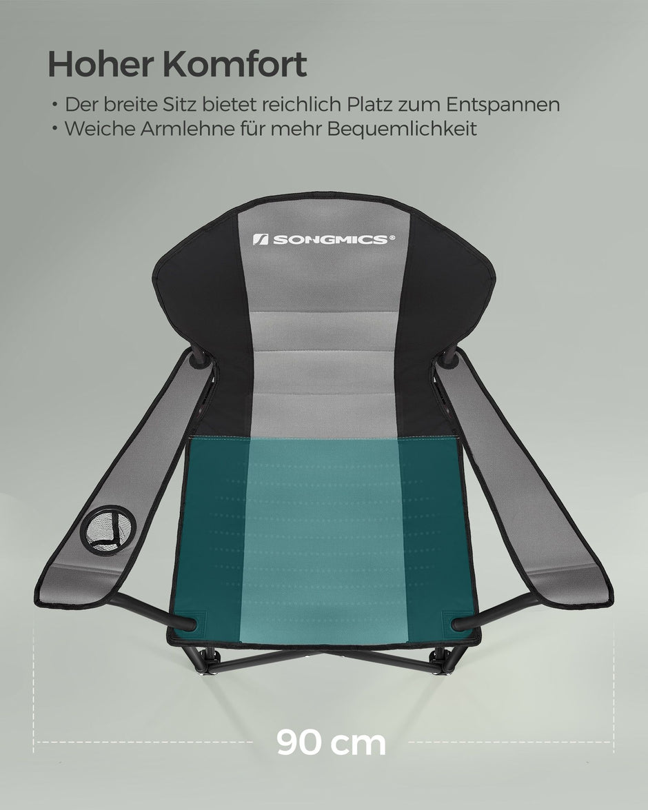 Campingstuhl-mit gesäumtem Sitz-Grau-Schwarz