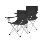 Campingstühle - Set von 2 Klappstühlen - Outdoor - mit Armlehne und Tassenhalter - Schwarz