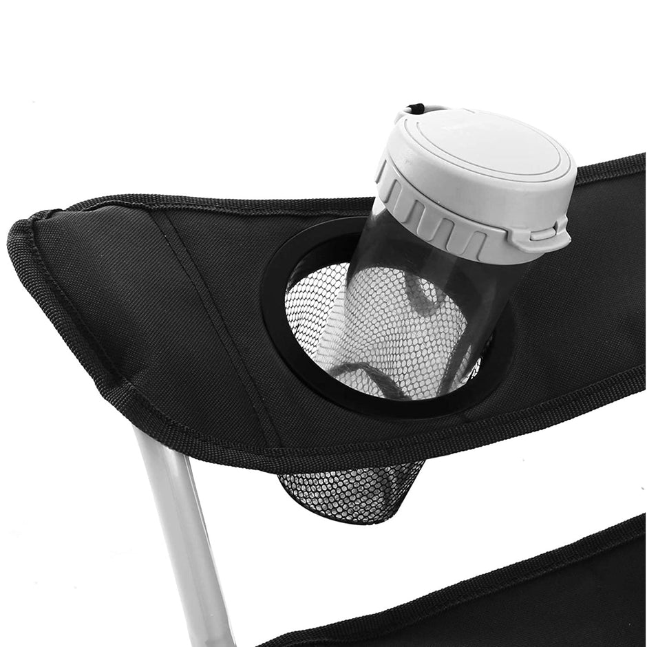Campingstühle - Set von 2 Klappstühlen - Outdoor - mit Armlehne und Tassenhalter - Schwarz