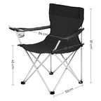 Campingstühle - Set von 2 Klappstühlen - Outdoor - mit Armlehne und Tassenhalter - Schwarz