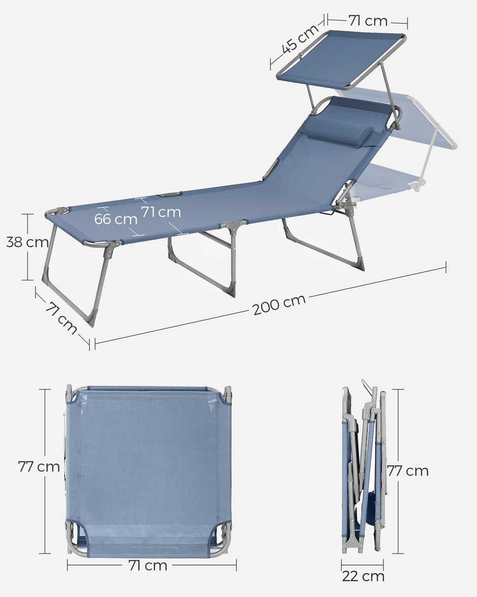 Lounger - 71 x 200 x 38 cm - Blau