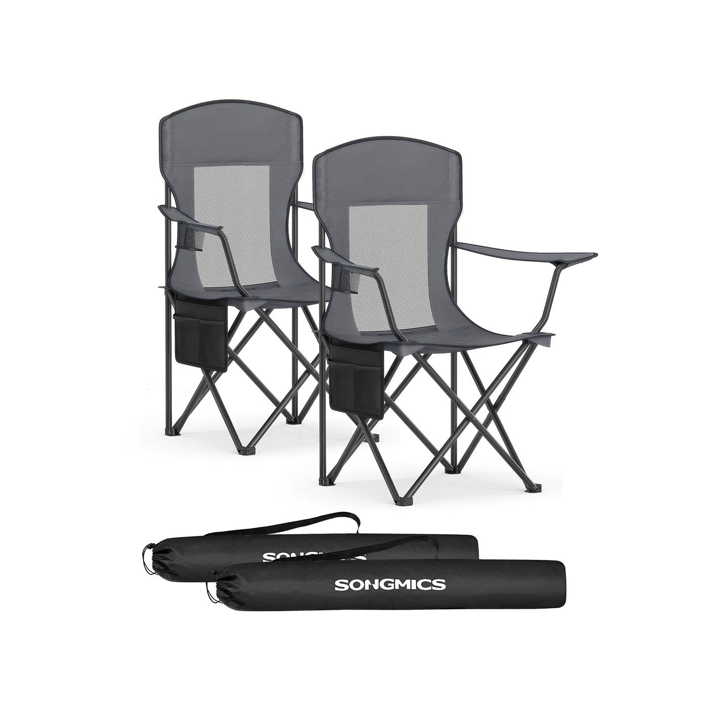 Campingstühle Set von 2 mit verstellbaren Armlehnen, Harbor Blue