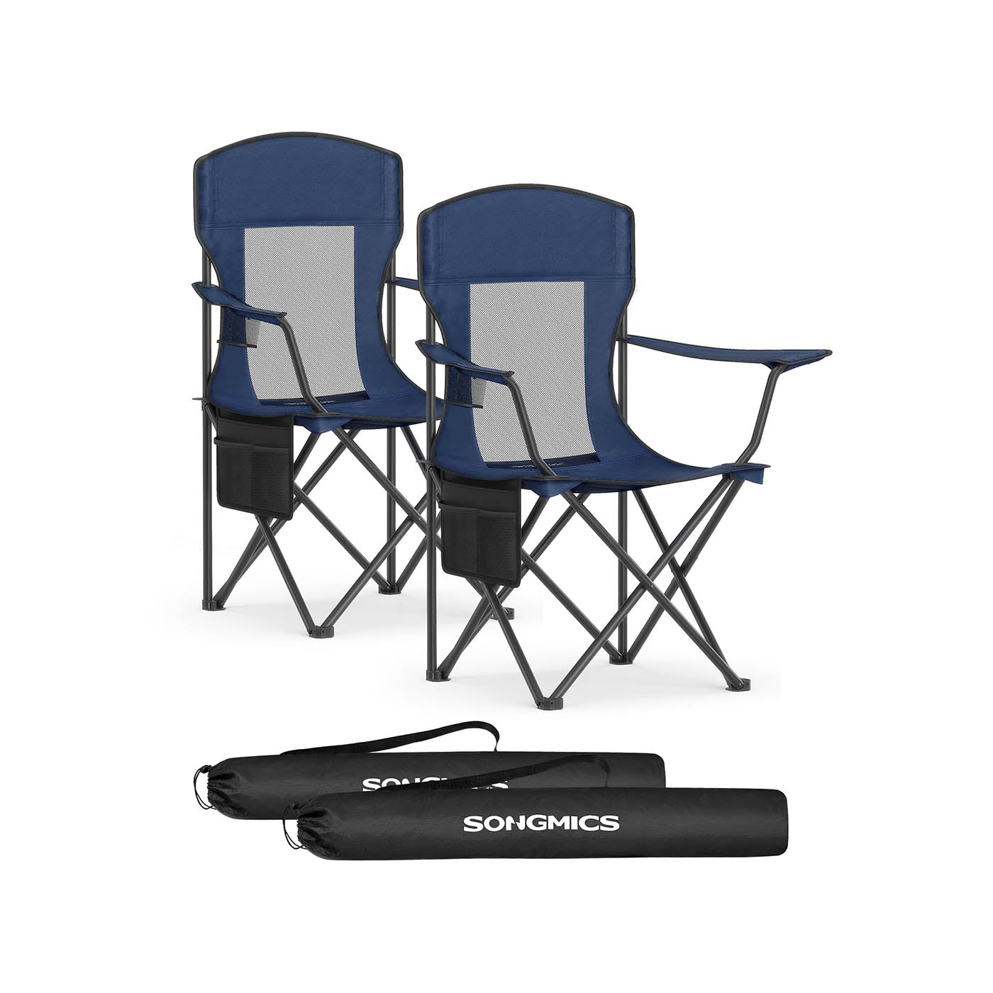 Campingstühle Set von 2 mit verstellbaren Armlehnen, Harbor Blue