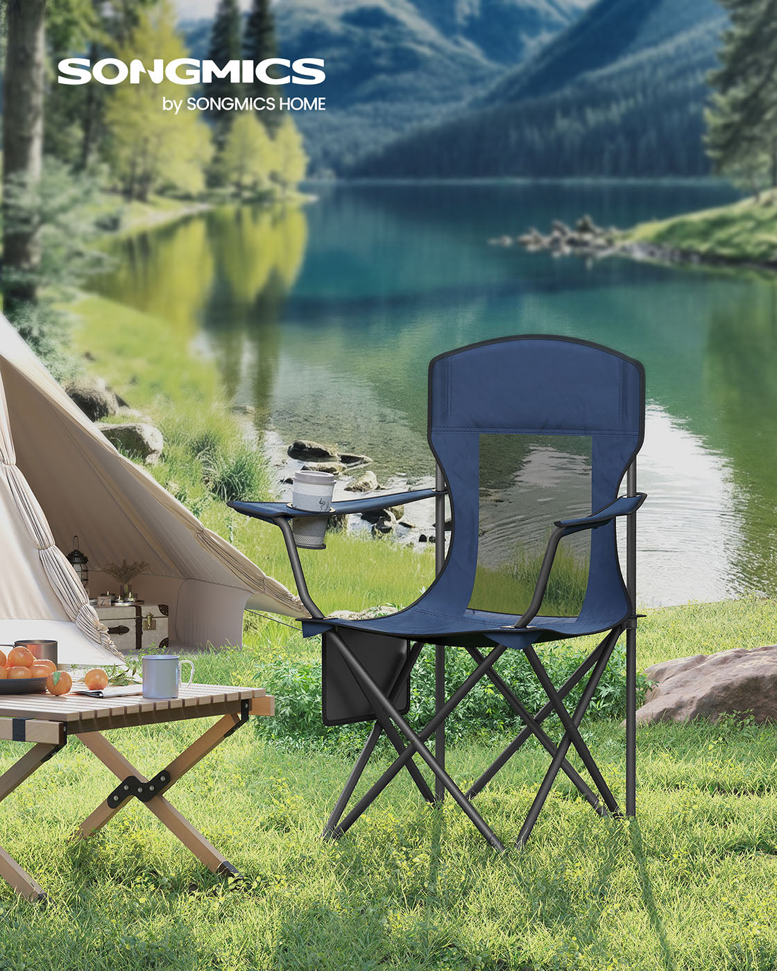 Campingstühle Set von 2 mit verstellbaren Armlehnen, Harbor Blue