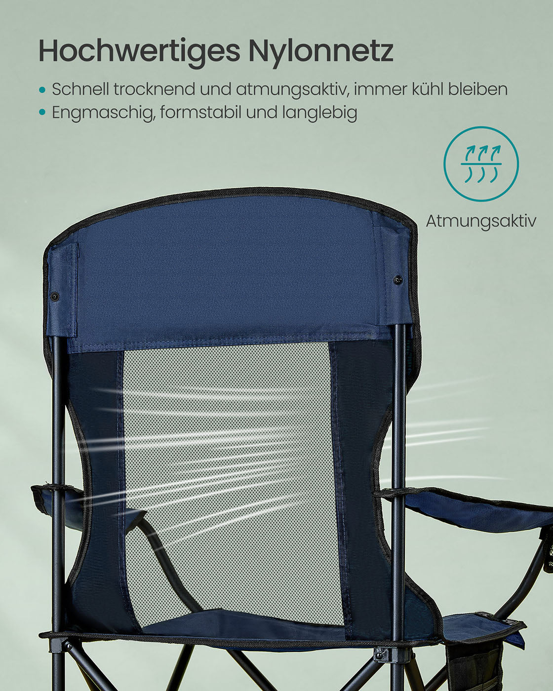 Campingstühle Set von 2 mit verstellbaren Armlehnen, Harbor Blue