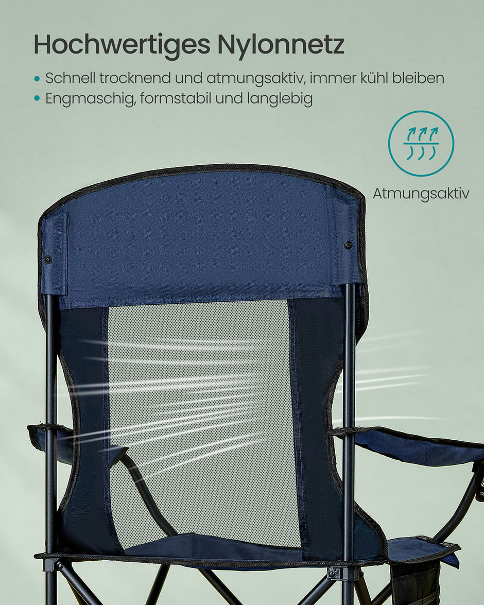 Campingstühle Set von 2 mit verstellbaren Armlehnen, Harbor Blue