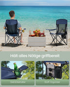 Campingstühle Set von 2 mit verstellbaren Armlehnen, Harbor Blue