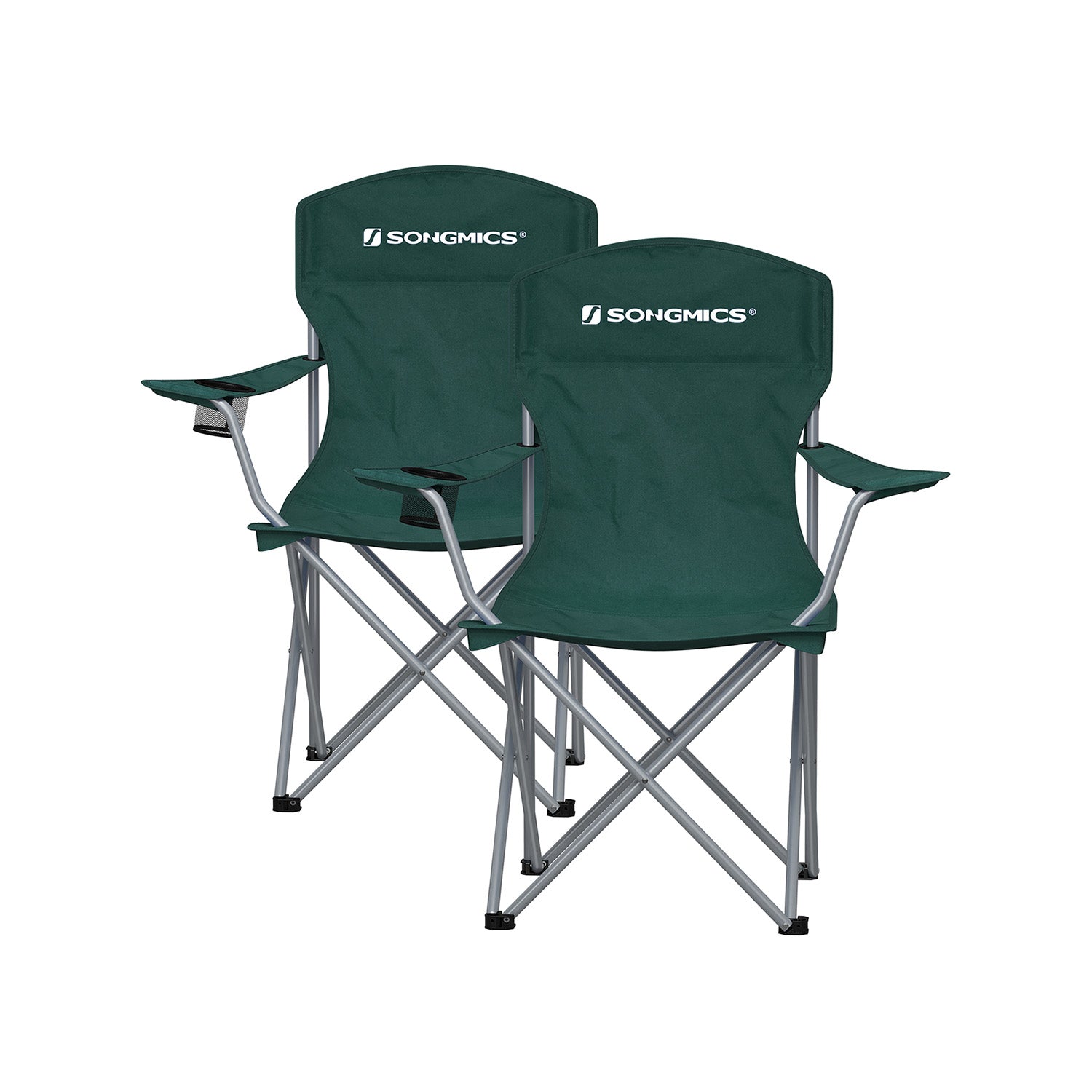 Campingstuhl - 2 mit Tassenhalter - dunkelgrün