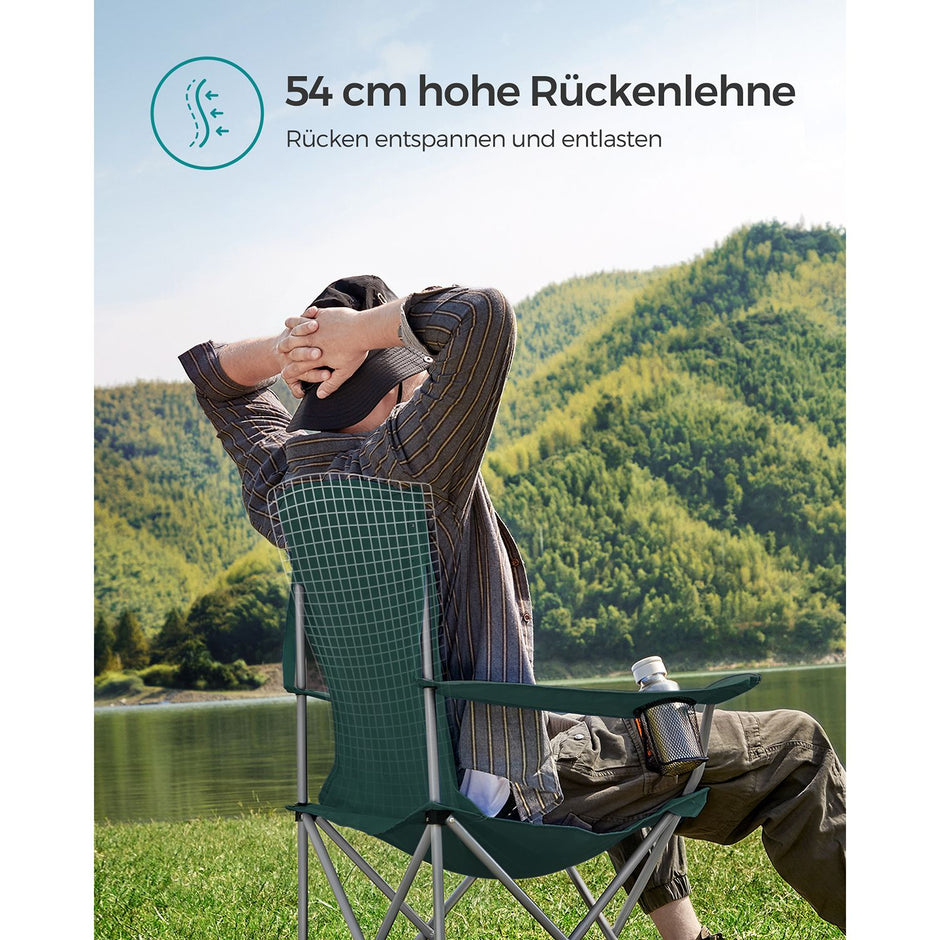 Campingstuhl - 2 mit Tassenhalter - dunkelgrün