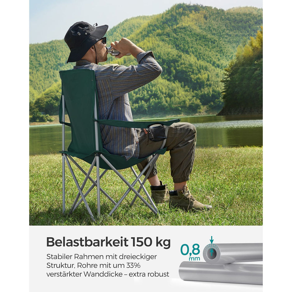 Campingstuhl - 2 mit Tassenhalter - dunkelgrün