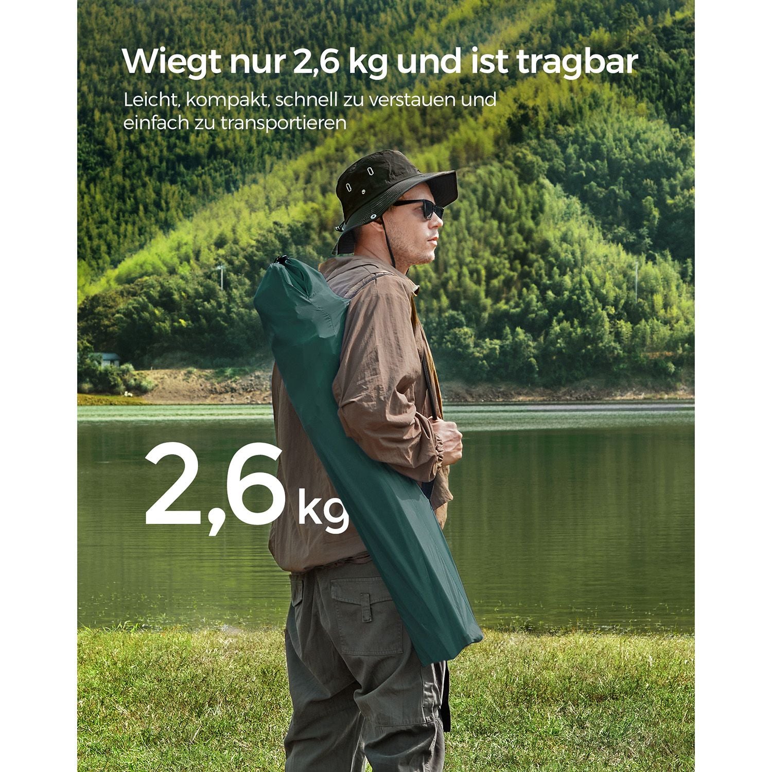 Campingstuhl - 2 mit Tassenhalter - dunkelgrün