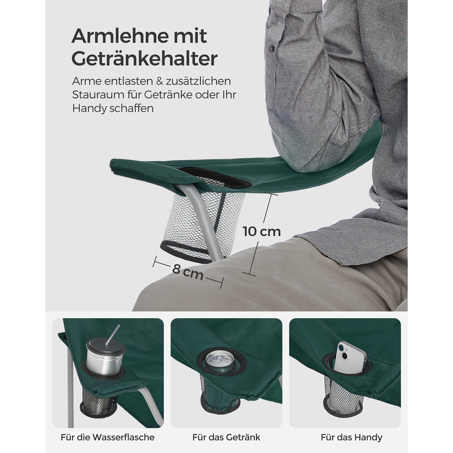 Campingstuhl - 2 mit Tassenhalter - dunkelgrün