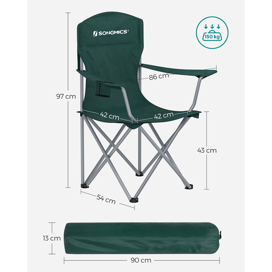 Campingstuhl - 2 mit Tassenhalter - dunkelgrün