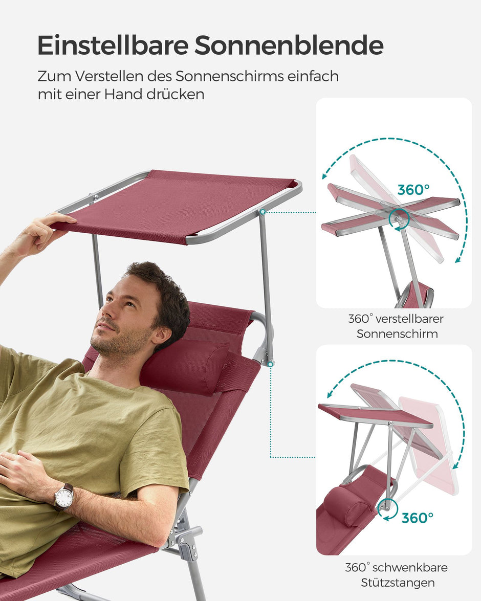 Liege - Falten - mit Sonnenschutz und Kopfstütze