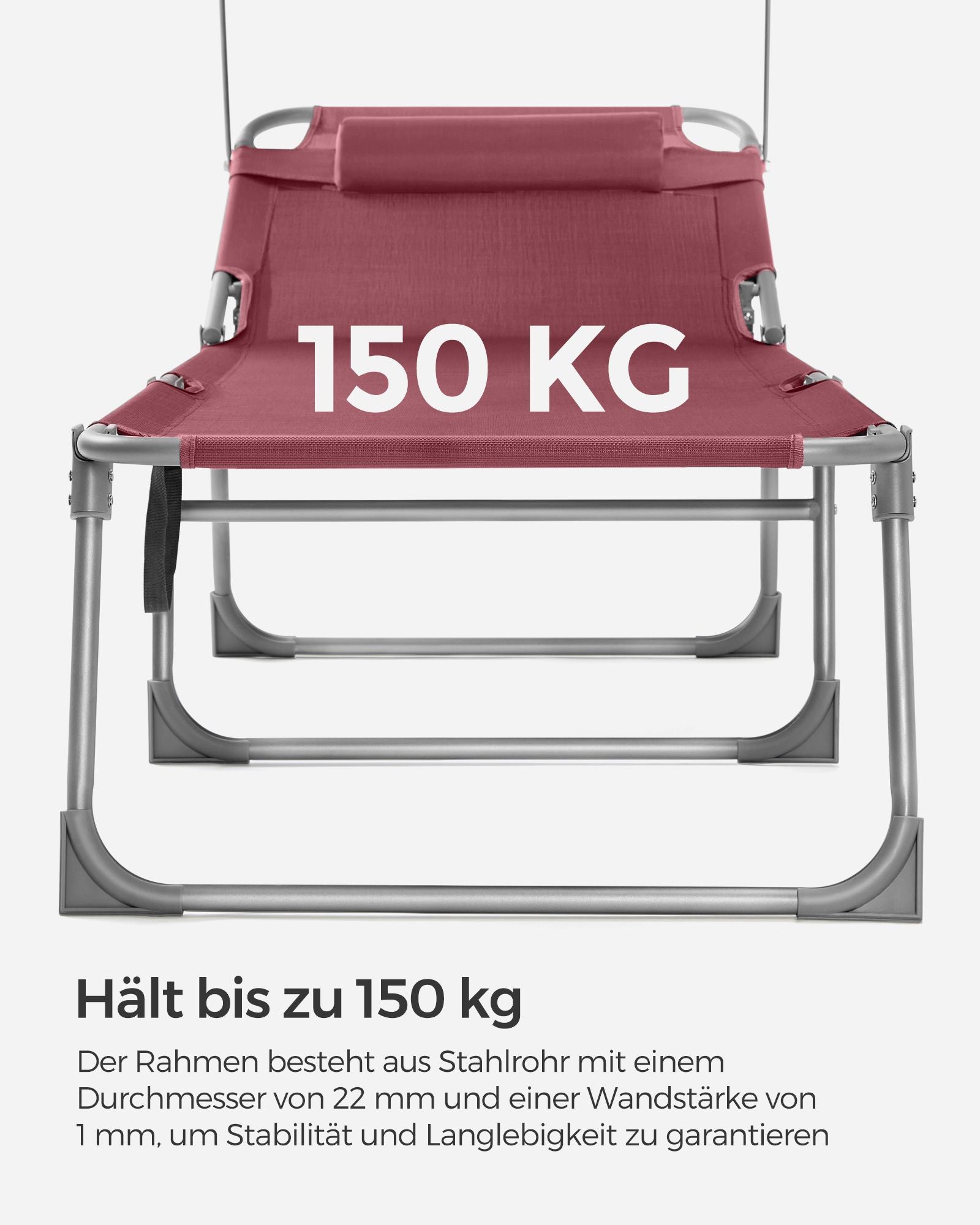 Liege - Falten - mit Sonnenschutz und Kopfstütze