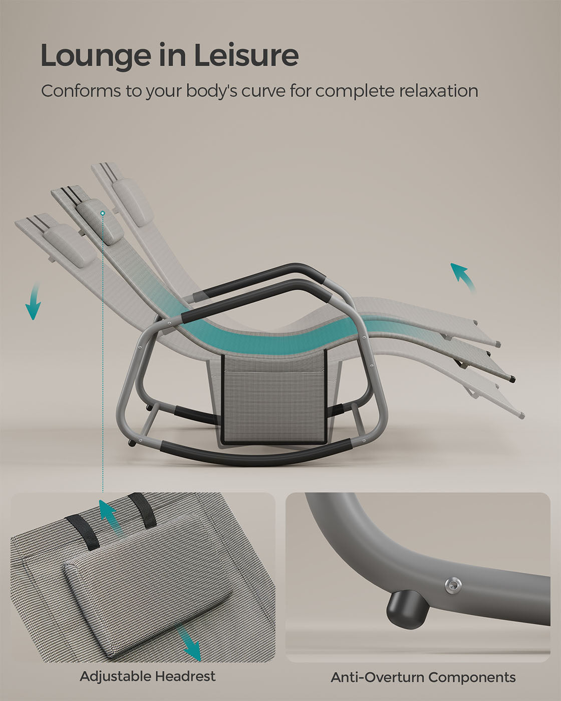 Außenliege mit Neigungsschutz - Taube grau